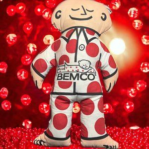 Vintage 50's Mr Bemco Mattress Co Advertising Mascot Plush Doll 19" READ Sleepin